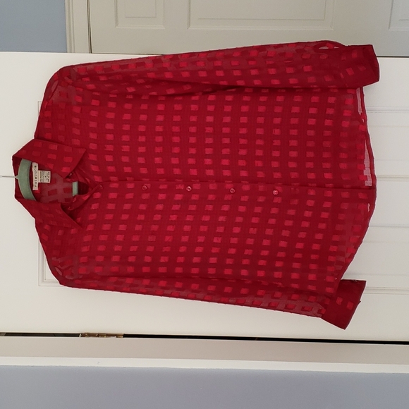 Notations Sheer Blouse and Matching Shell in red. Size M. - Picture 1 of 4